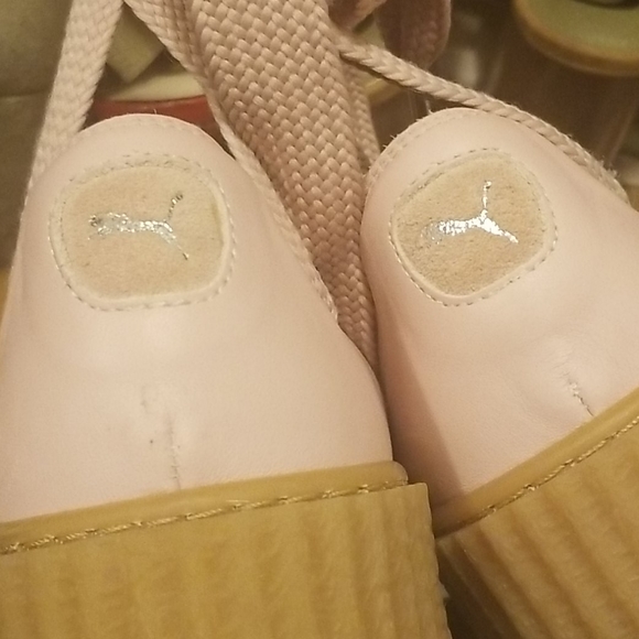 Fenty Puma Pink leather lace-up sandal bow size 8 - Picture 4 of 5